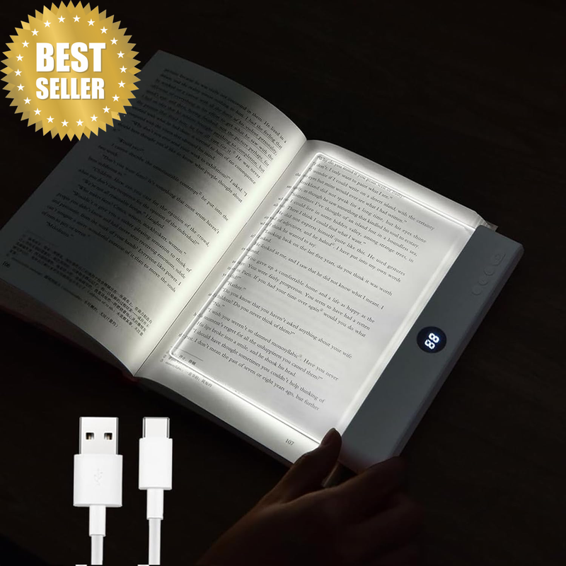 Book Light, Rechargeable Clear LED Flat Reading Light with 3 Colors & Timer, Dim