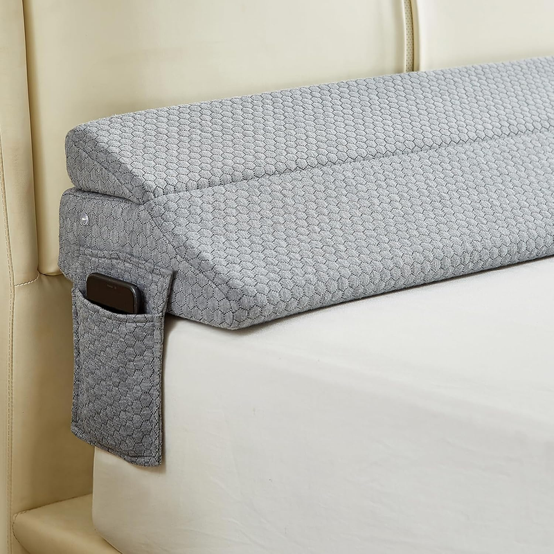 Queen Size Bed Wedge Pillow for Headboard – Foldable Mattress Gap Filler (0-8