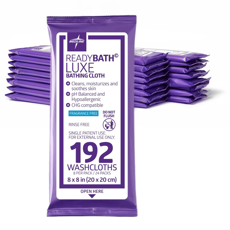 ReadyBath LUXE Antibacterial Bath Wipes Hypoallergenic Unscent...