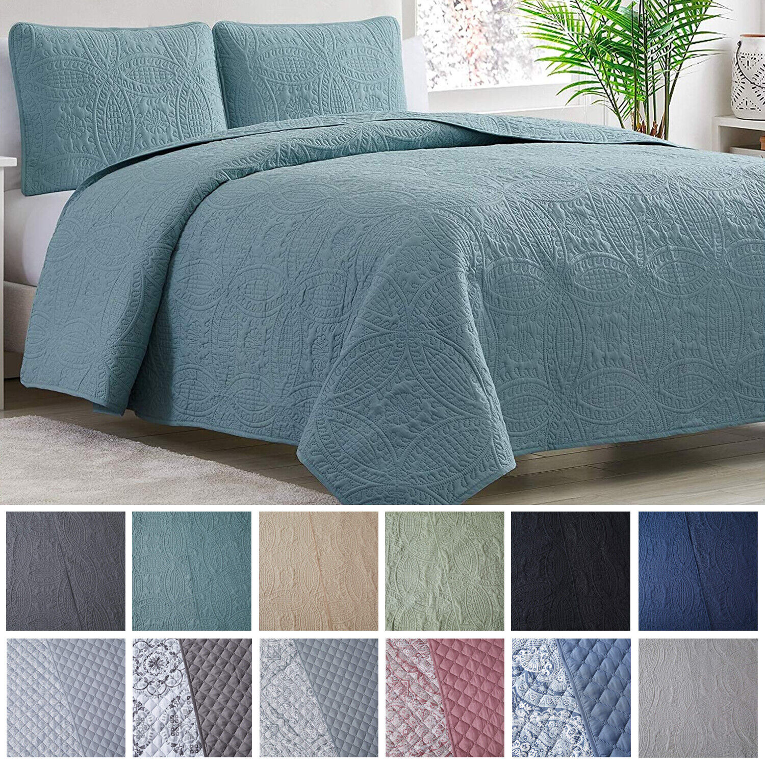 Mellanni Bedspread Coverlet Set 3-Piece Oversized Bed Cover,