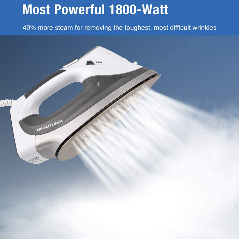 1800-Watt Steam Iron with Digital LCD Screen, Double-Layer and Ceramic Coated So