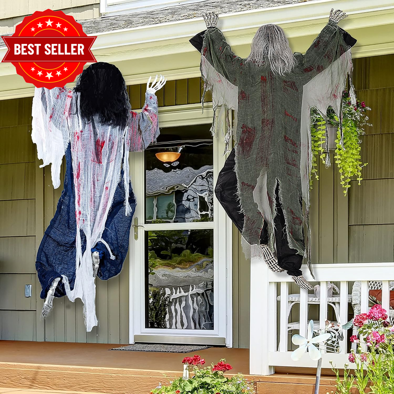 2 Pack 47" Halloween Climbing Zombies Wall Decoration, Halloween Climbing Dead Z