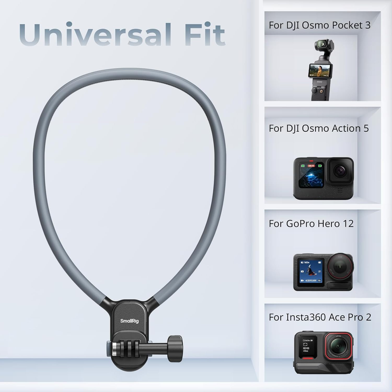 Magnetic Neck Mount for Action Camera, Quick Release One-Click Button & Ergonomi