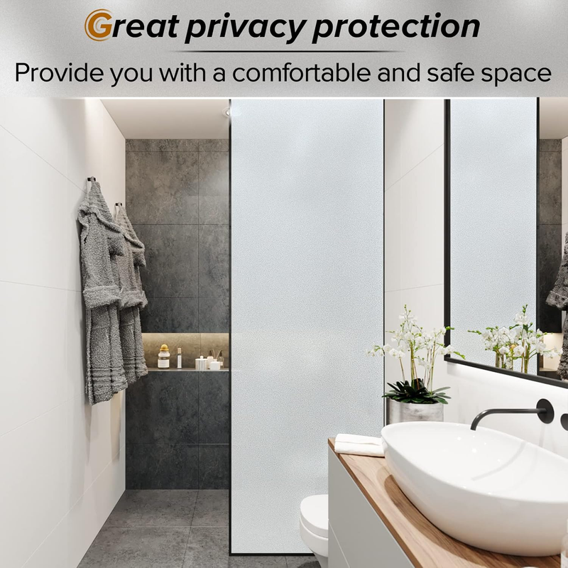 Window Films for Privacy, Static Cling Frosted Glass Sticker, Non-Adhesive Priva