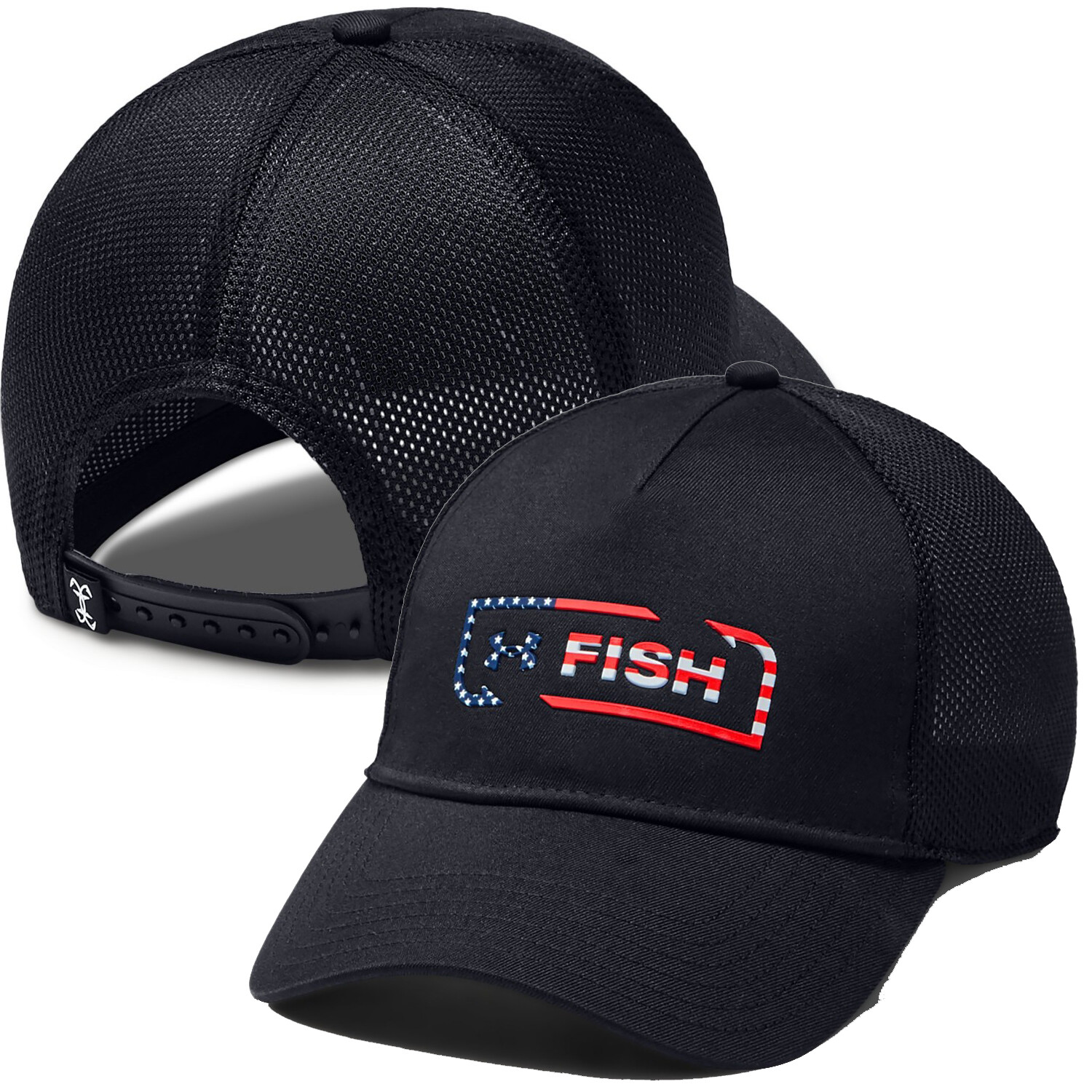 

Мужская шляпа дальнобойщика Under Armour с рыболовным крючком, черная регулируемая шляпа с предварительным изгибом, НОВАЯ