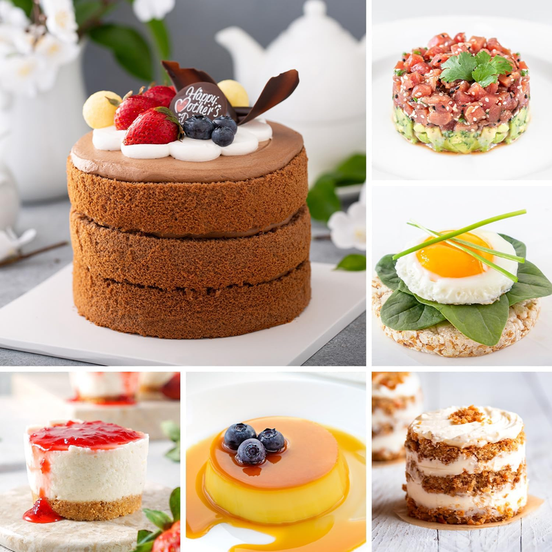 Round Cake Ring Mold, Stainless Steel 3 inch Dessert Mousse Molds with Pusher &