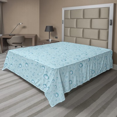 Ambesonne Aqua Color Flat Sheet Top Sheet Decorative Bedding 6 Sizes