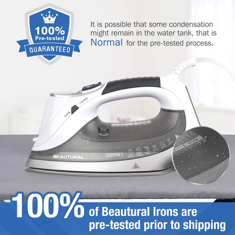 1800-Watt Steam Iron with Digital LCD Screen, Double-Layer and Ceramic Coated So