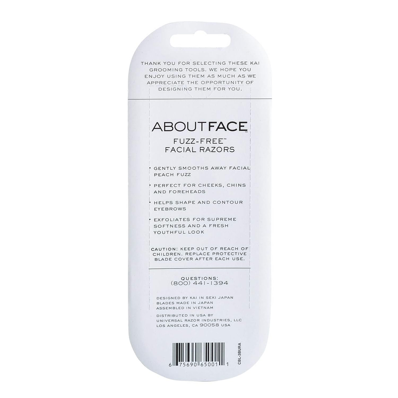 About Face Fuzz-Free Facial Razors for Shaving & Exfoliating - Includes 3 Beauty