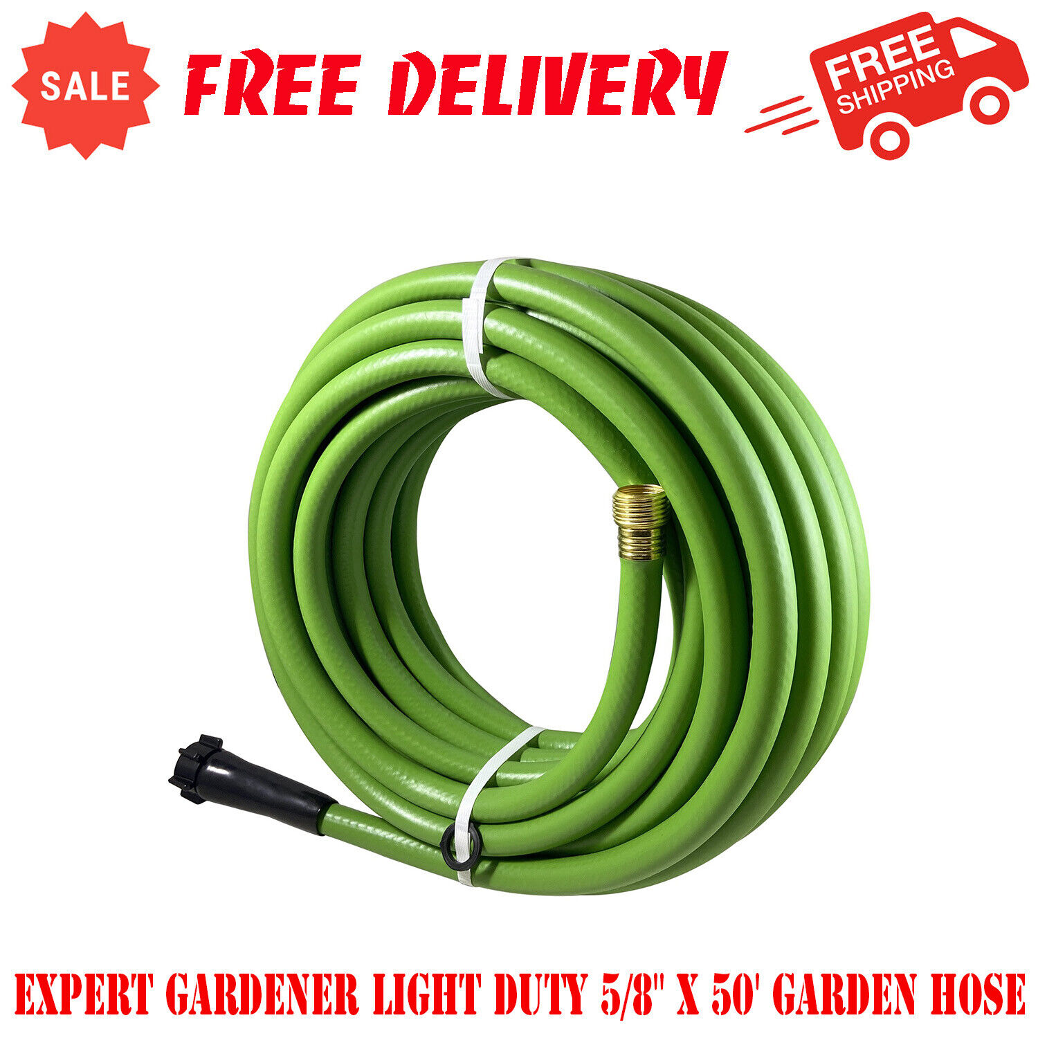 Expert Gardener Light Duty 5/8" x 50' Garden Hose, 3-Ply Con