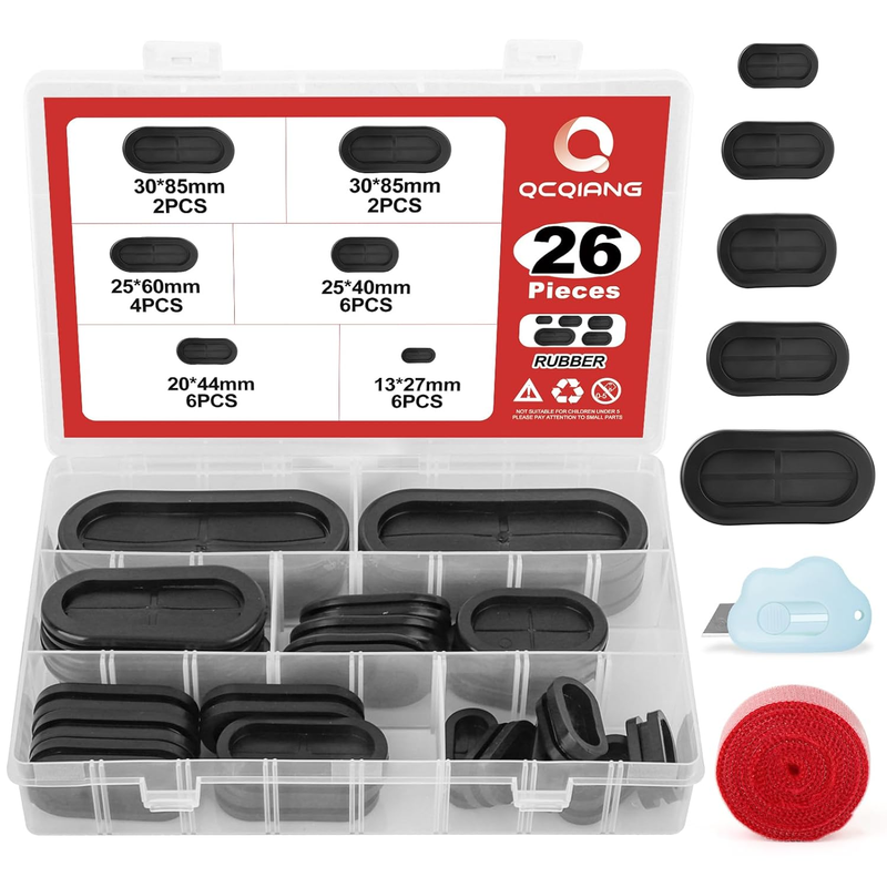 26Pcs Double-Sided Hole Oval Rubber Grommets, Drill Hole Firewall Hole Plugs Wir