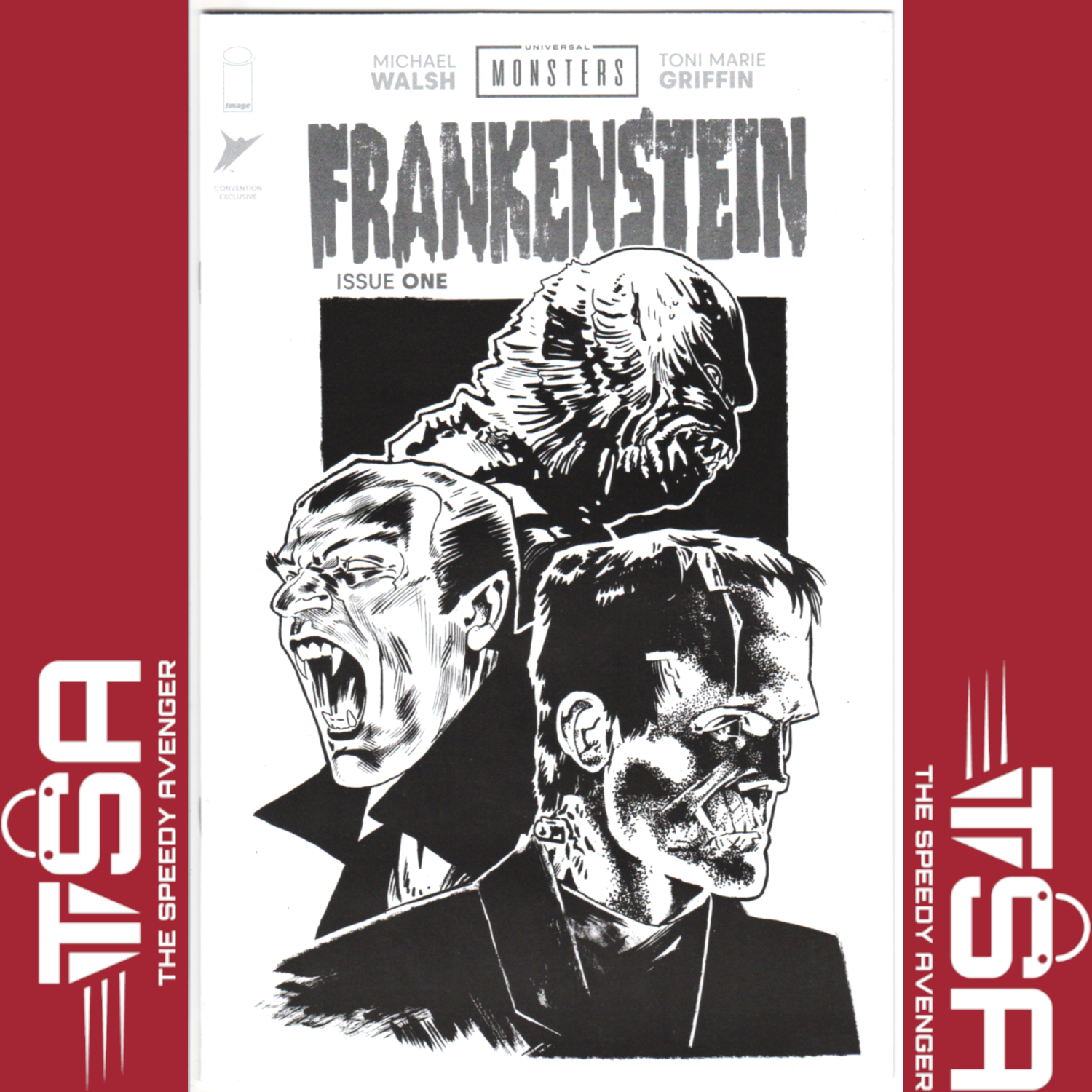 UNIVERSAL MONSTERS FRANKENSTEIN Michael Walsh SDCC B&W Ashcan Exclusive 2024