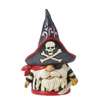 Jim Shore 6014498 Pirate Gnome Figurine Skull Cross Bones Hat Sword 5.7 H