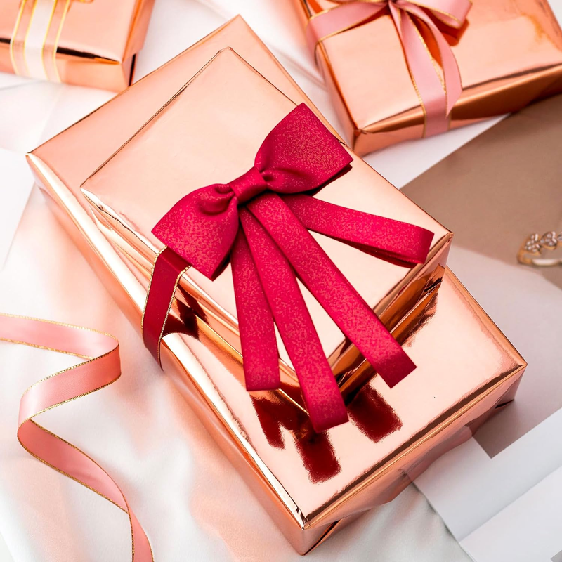 Merture Rose Gold Wrapping Paper Roll - 17 in X 32.8 Ft (46.5 Sq.Ft.), Solid