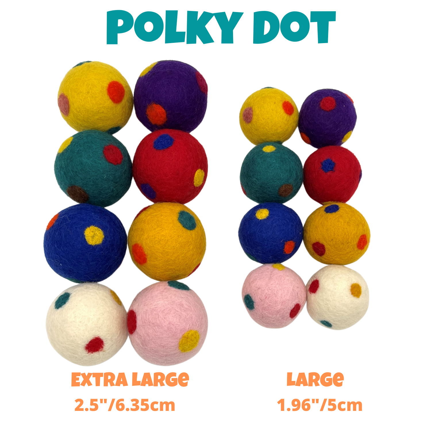 Extra Large Wool Ball Cat Toys - Handmade in Nepal with Authenic Felt Wool, 2.5"
