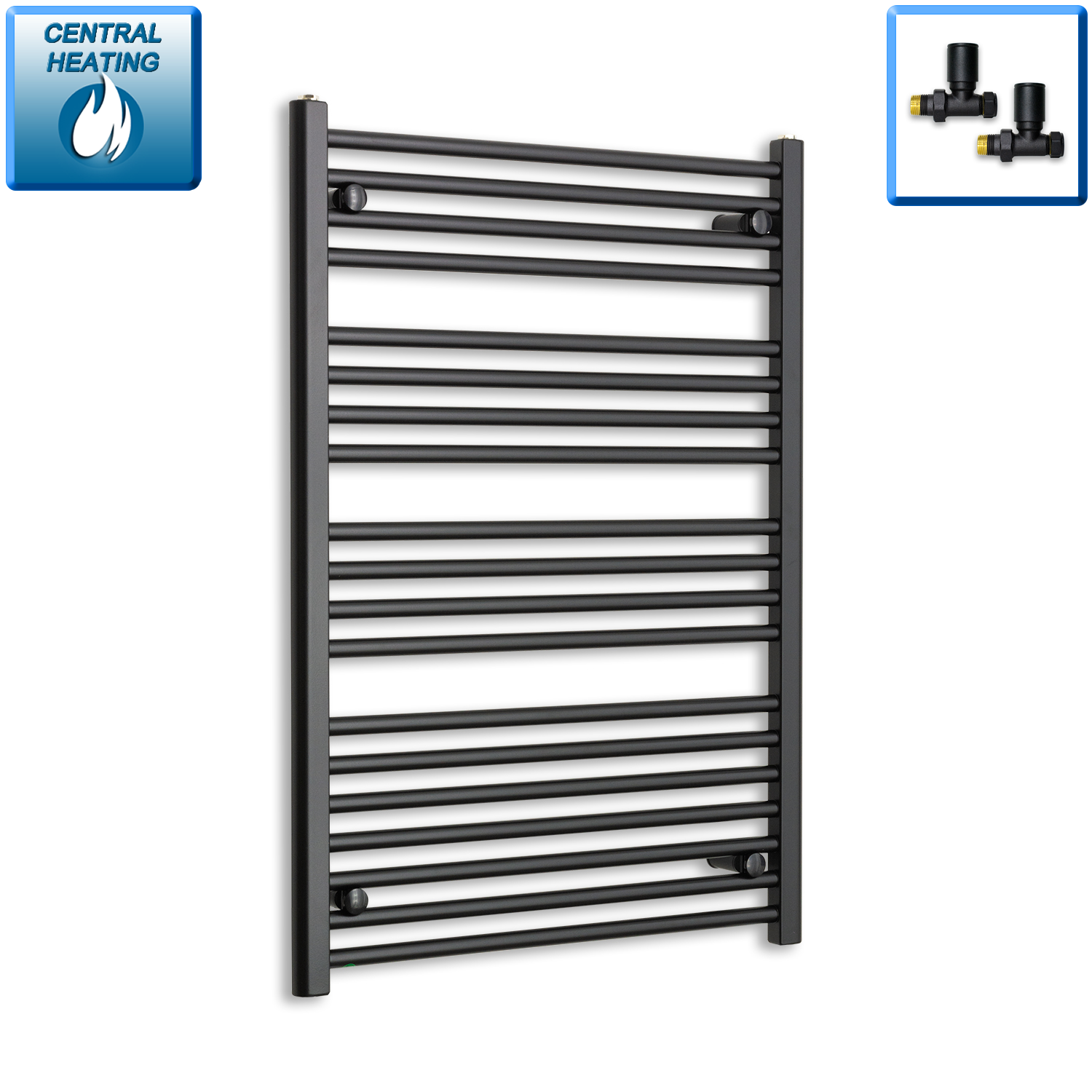 700mm Wide 1000mm High Straight Black Heated Towel Rail Radiator Modern