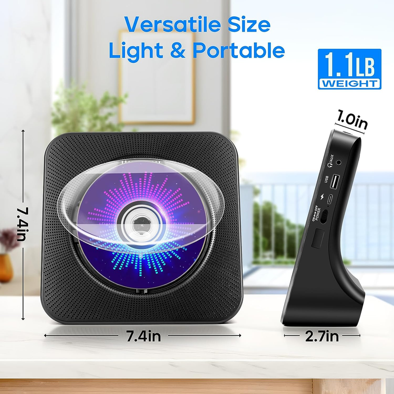 Desktop CD Player with Speakers,  CD Players for Home, Portable CD Player with B