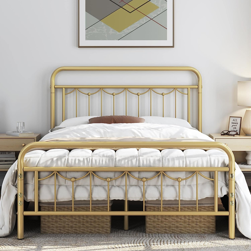 With Vintage Headboard And Footboard, Farmhouse Metal