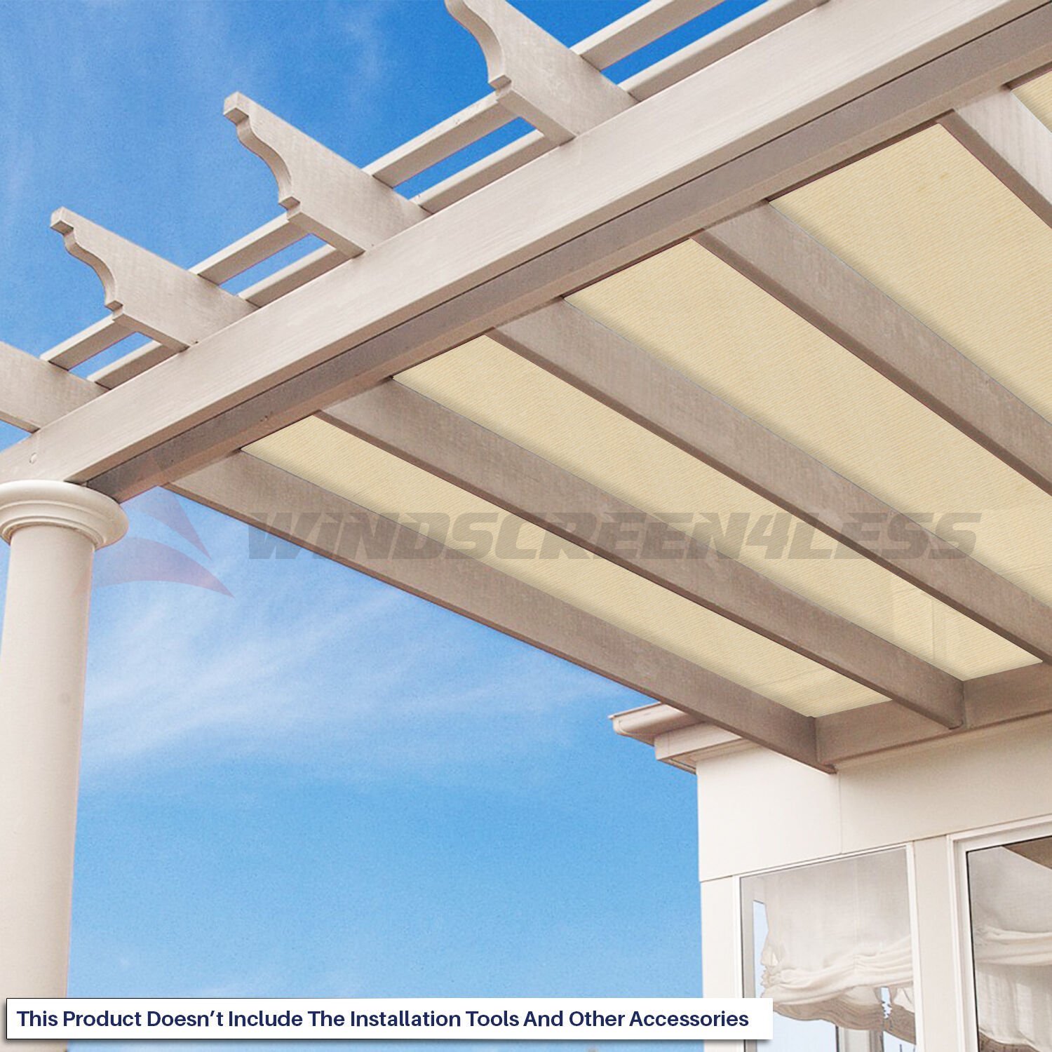 8 FT Fabric Roll Privacy Fence Screen Beige UV Block Yard Patio Sun Shade Cloth