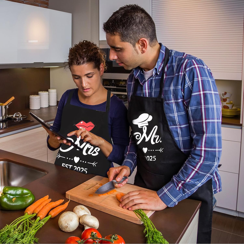 Mr and Mrs Aprons for Couples - Engagement, Bridal Shower, Wedding Gifts 2025, H