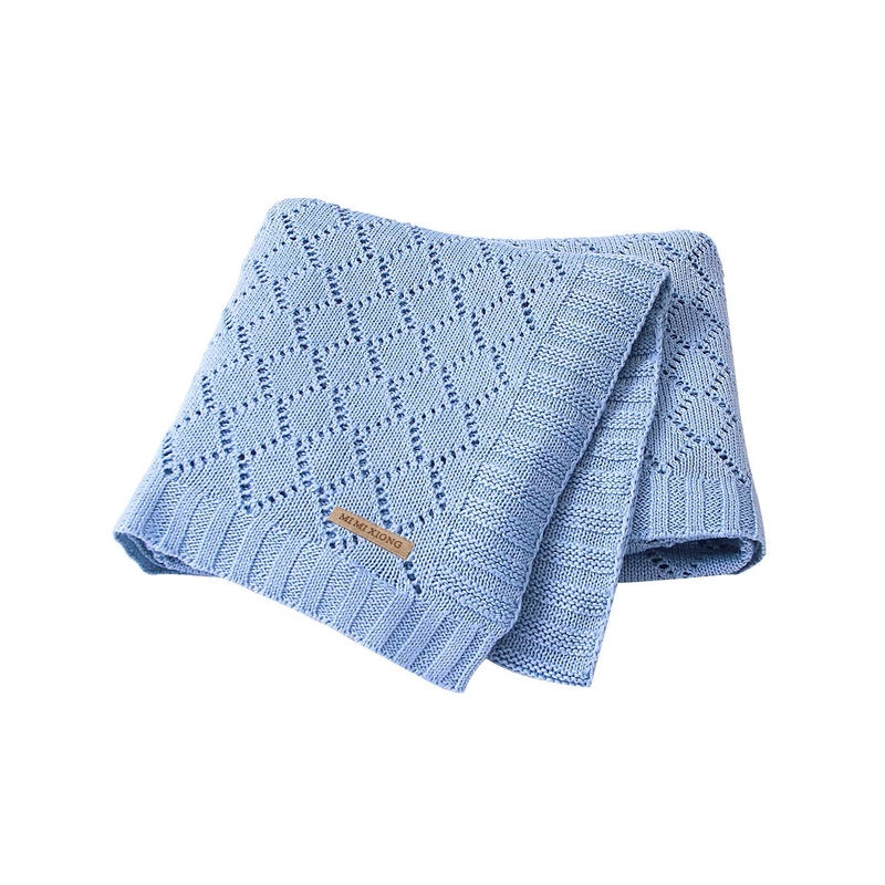 S Knitted Cellular Baby Blankets For Boys And Girls Blue 40x30 In