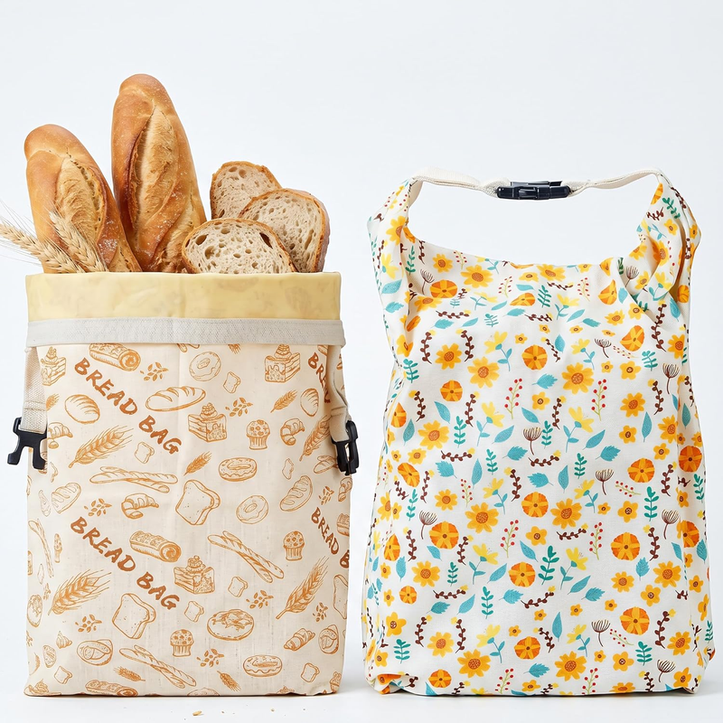 2 Pack Reusable Beeswax Bread Bags with Zipper for Homemade Bread, 17X13 Inch, X