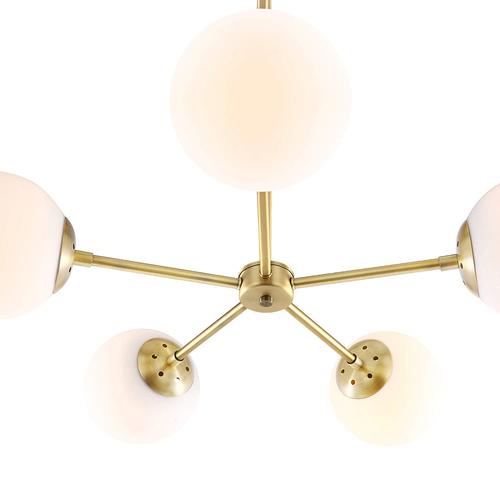 Light Society Grammercy 5-Light Chandelier Pendant, Brushed Brass with White Mid