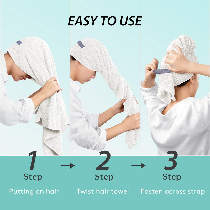 X-Large Hair Towel Wrap for Women, Soft Microfiber Hair Towel for Curly Hair, Fa