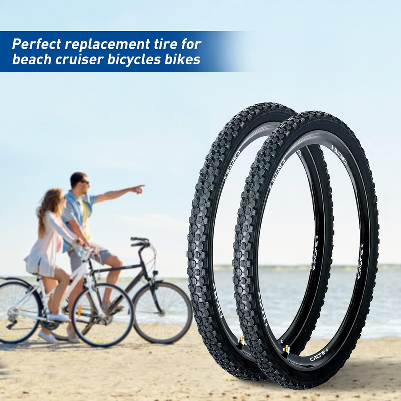 Bike Tire 24/26" X 2.125" Folding Replacement Bike Tires Beach Cruiser White Wal