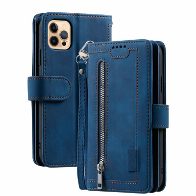 Zipper Leather Wallet Case For iPhone 15 14 Pro Max 13 12 11 Xs XR 87 Flip Cover