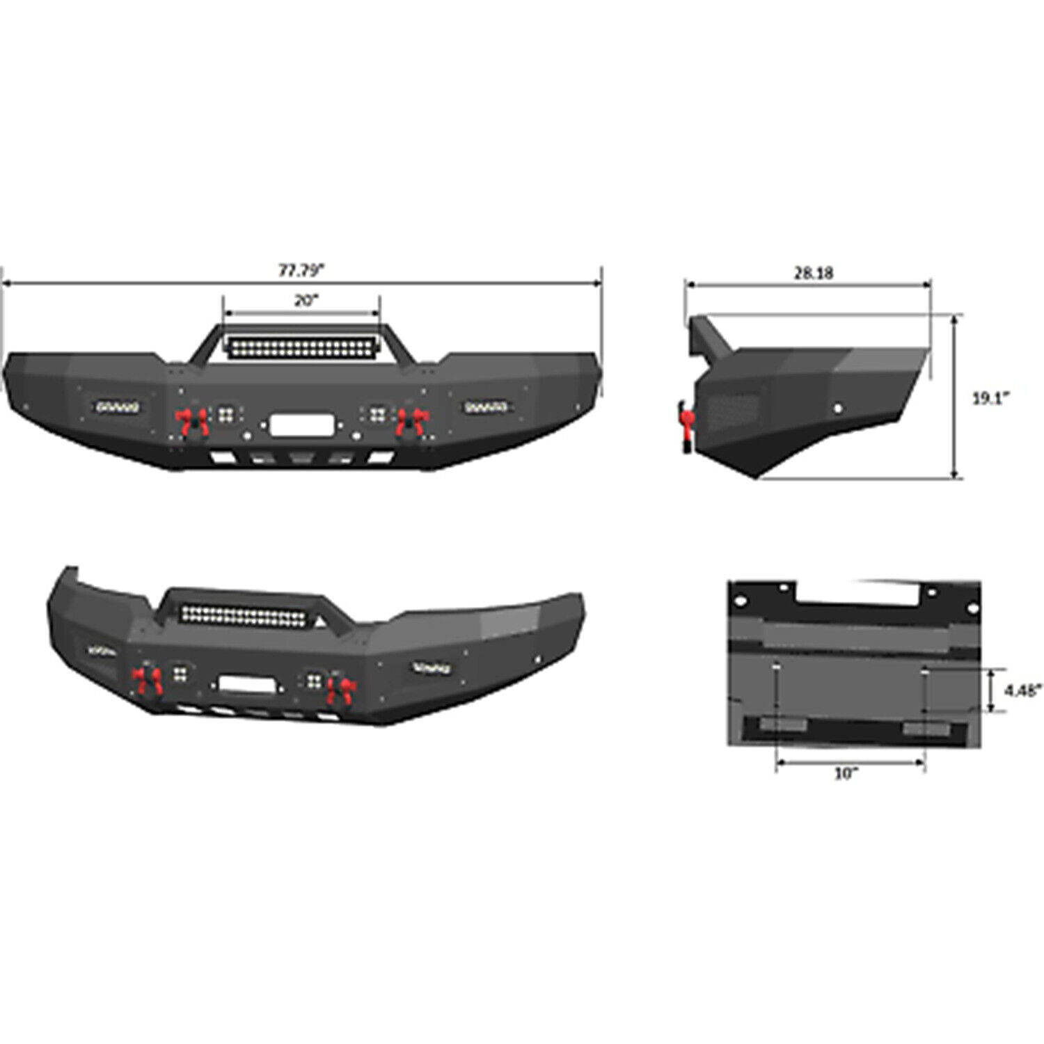 Vijay Fits 1997-2003 Ford F150 Black Front Bumper w/Winch Plate