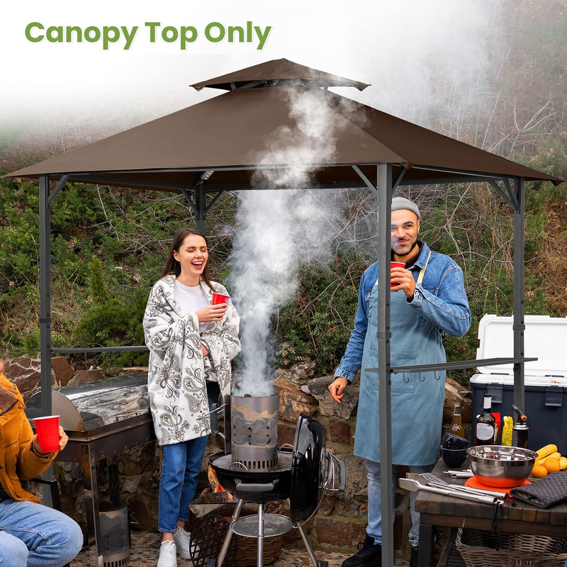 Grill Gazebo Replacement Canopy Top Roof,  5X8 Canopy Top Cover, Double Tiered B