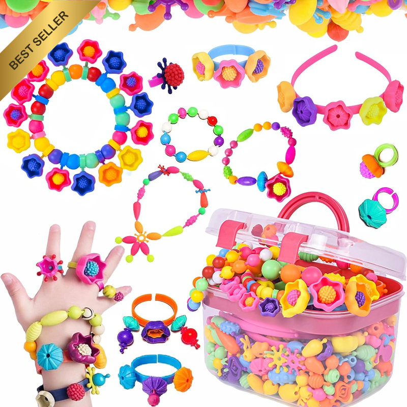 543+ Pop Beads - Beads for Jewelry Making Kit, Crafts for Kids Ages 4 5 6 7 8, A