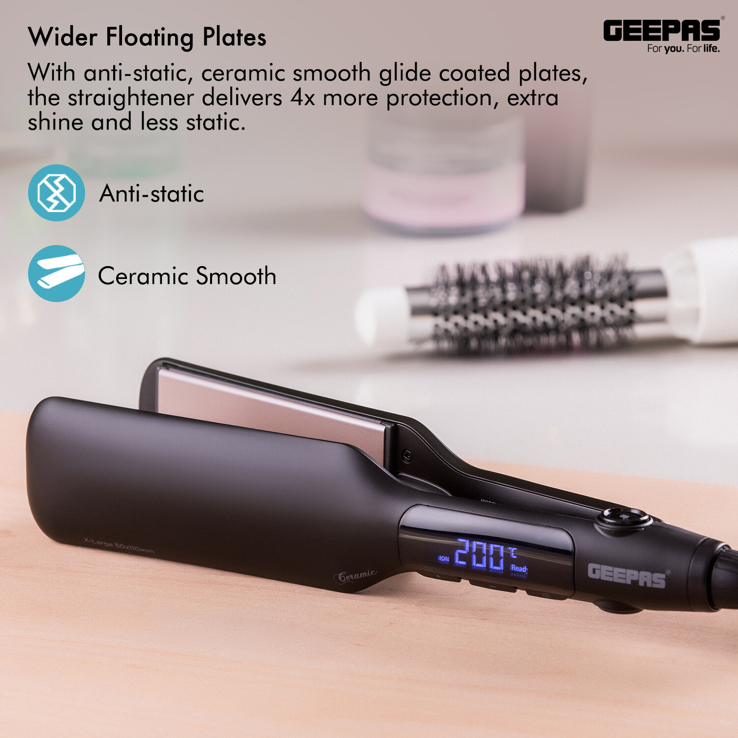 hair straightener brush action