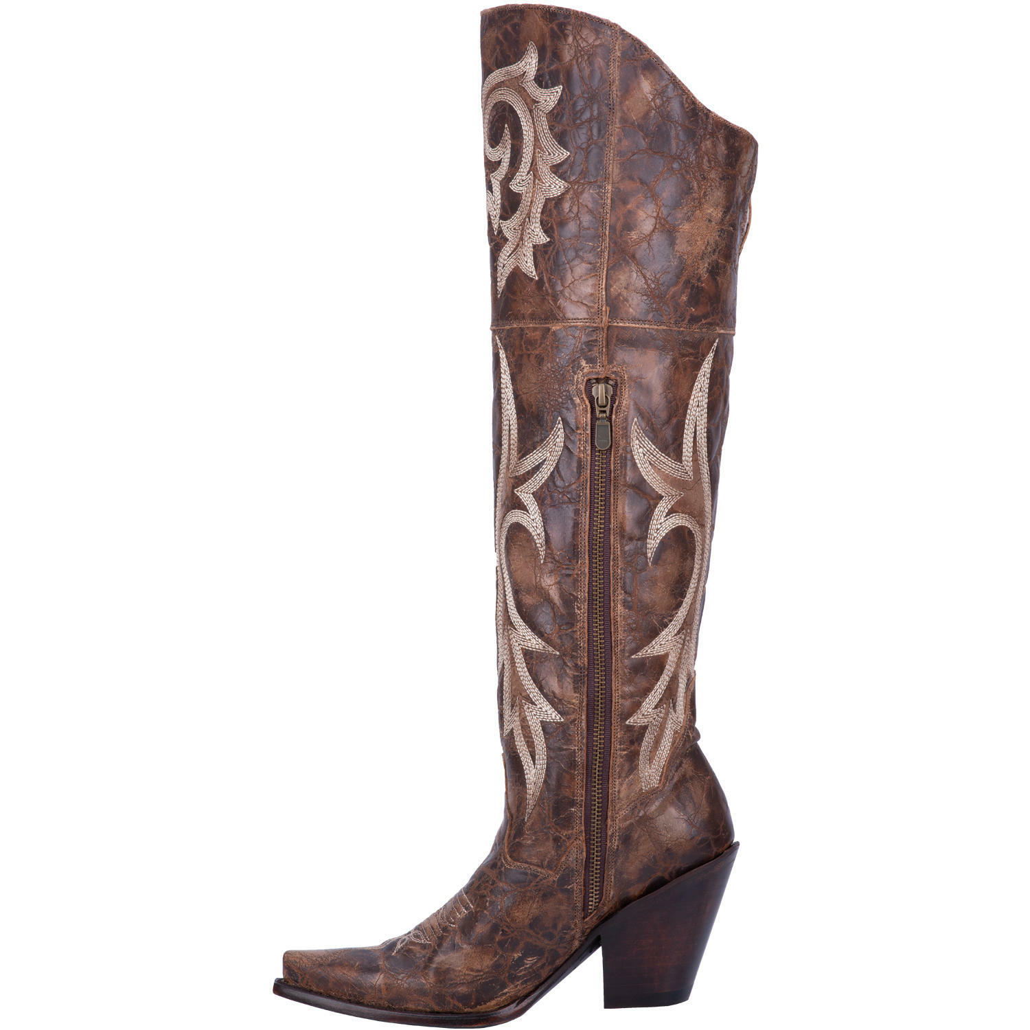 Pre-owned Dan Post Boots Ladies Dan Post Jilted Brown Leather Knee High Western Fashion Boots Dp3709
