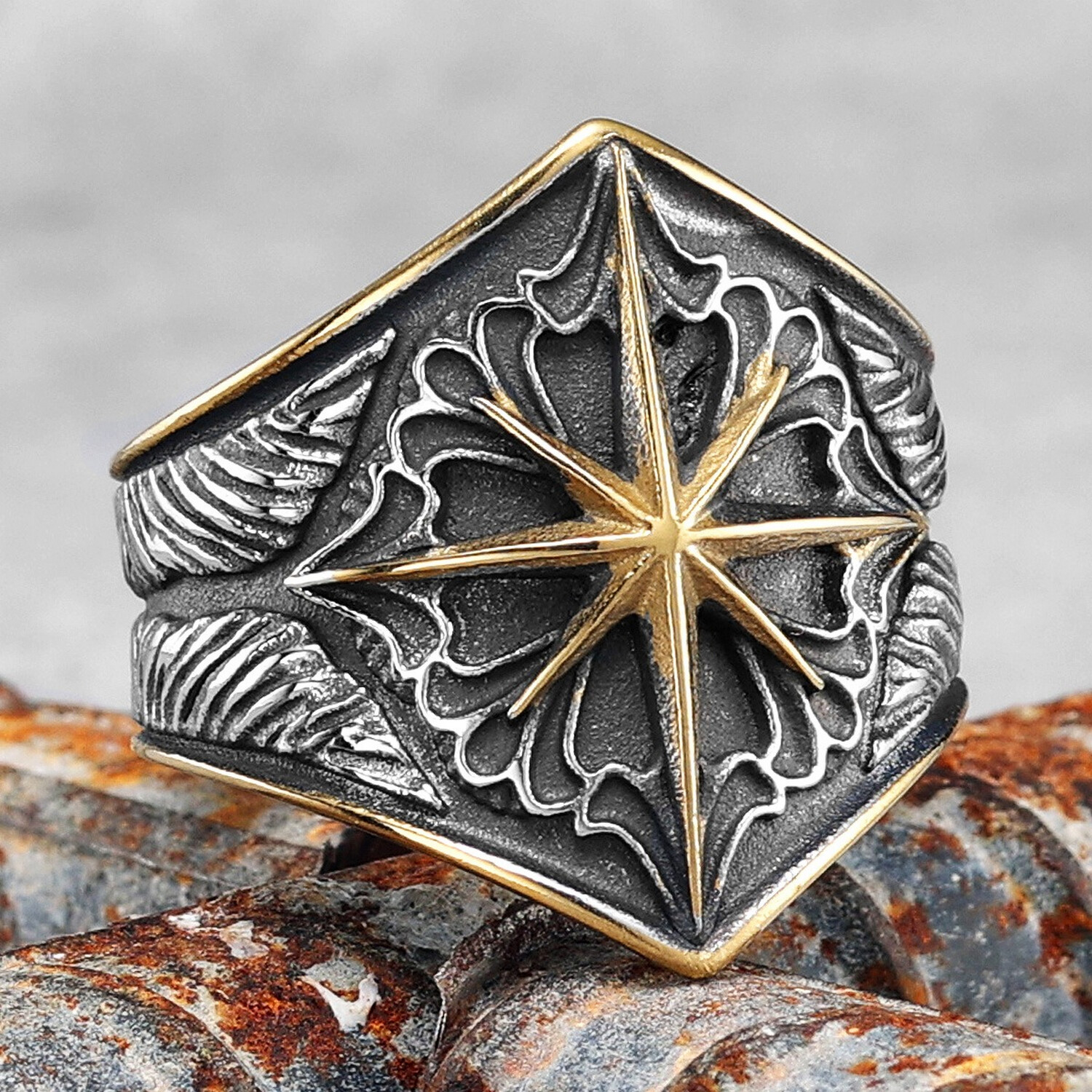 Never Fade Starry Ring 316L Stainless Steel Star Ring Punk