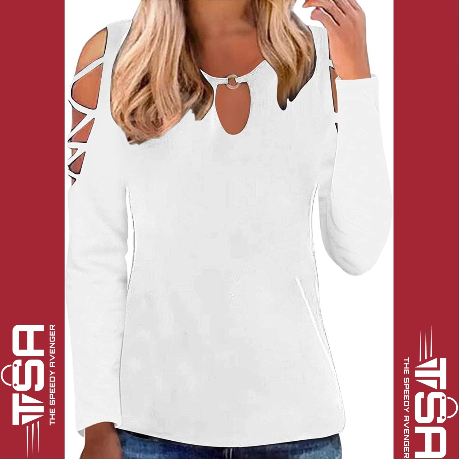 Shirt Women Short Sleeve Women Hollow Out Short Sleeve Tops Crewneck Size L