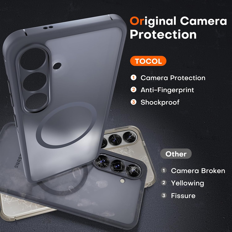 for Samsung Galaxy S25 Case Magnetic, Upgraded [Full Camera Protection][Military