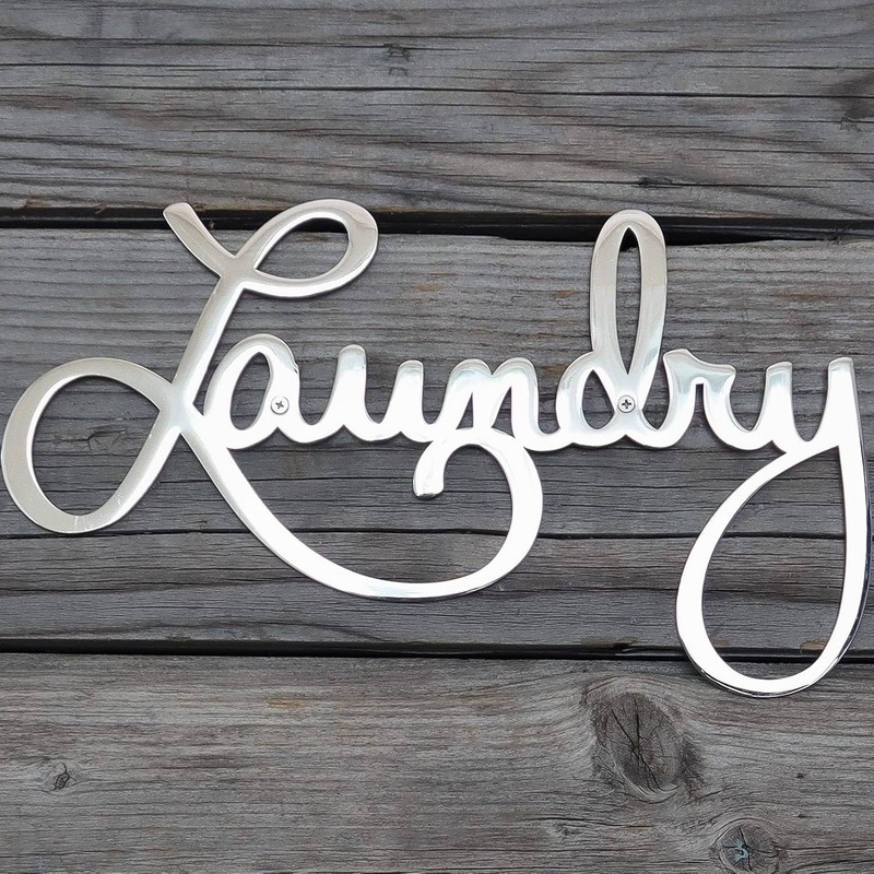 Metal Laundry Sign for Wall Decor - Silver, 11 X 6.3 Inches Laundry Room Decor -