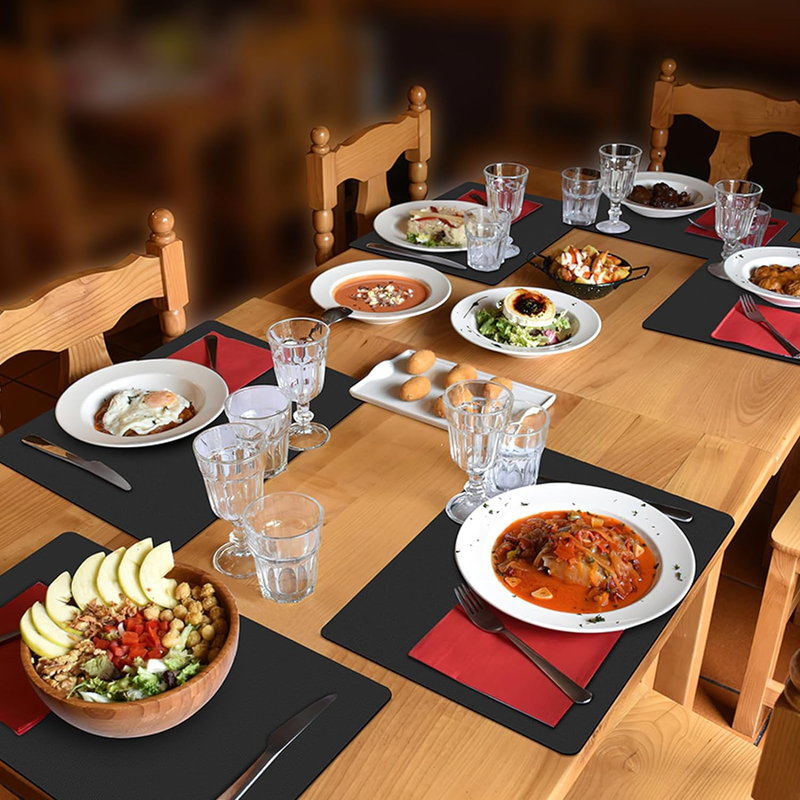Placemats Set of 6, Heat Resistant Luxury Leather Placemats Double Layer, Waterp