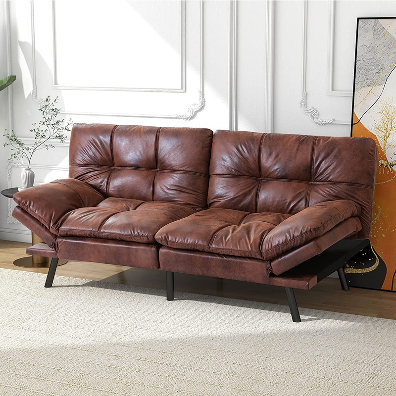 Futon Bed Modern Convertible Sofa Memory Foam Daybed with Adjustable Armrests fo