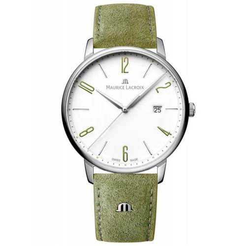 Pre-owned Maurice Lacroix El1118-ss00s-120-d Men's Eliros White Dial Quartz Watch