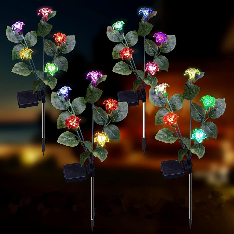 Outdoor Decor 4 Pack Solar Outdoor Lights Waterproof 7 Color
