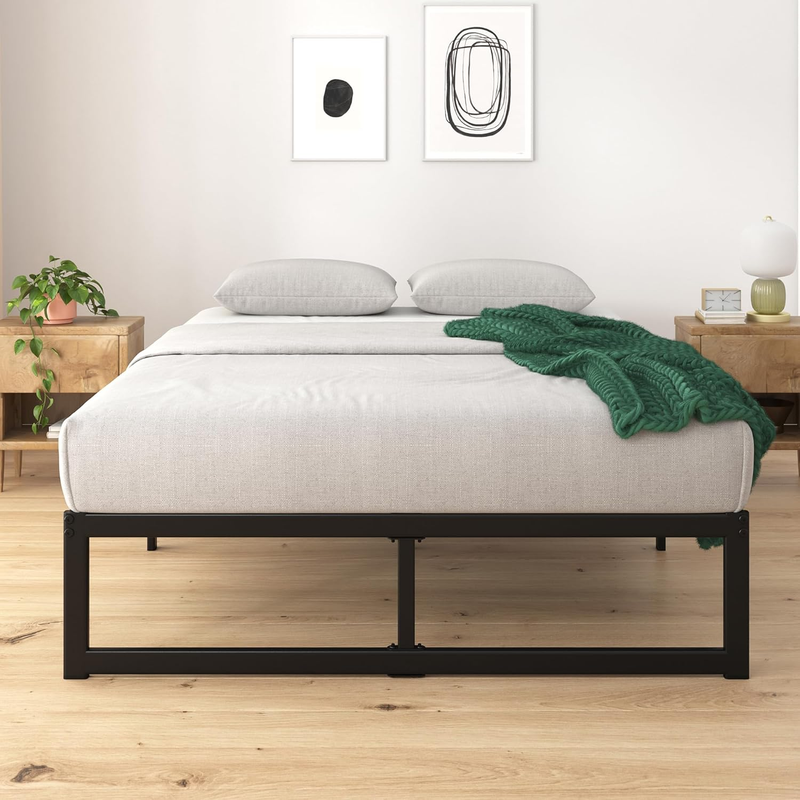 Full Bed Frame - ABEL 14 inch Metal Bed Frame with Steel Slat Support, No Box Sp