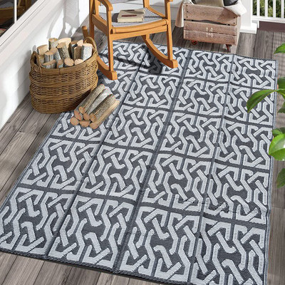 SAND MINE Reversible Mats, Plastic Straw Rug, Modern Area Rug, Large Floor Mat a