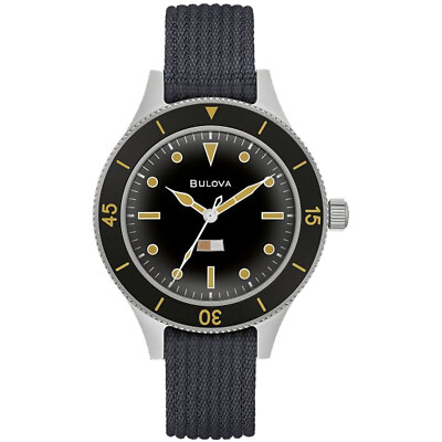 Pre-owned Bulova Men's Mil Ships Black Dial Watch - 98a266