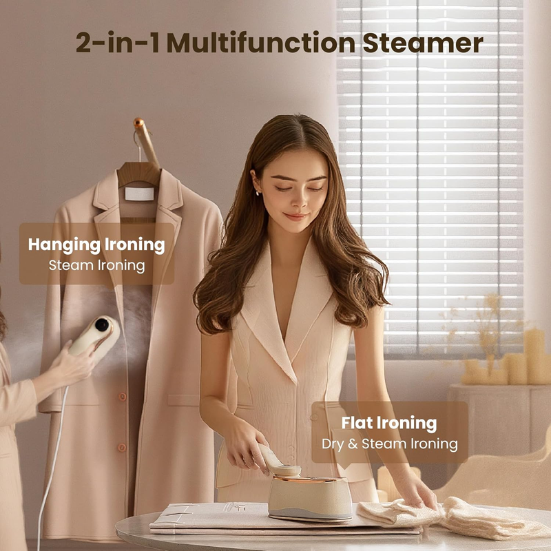 Portable Clothes Steamer 175x80mm Ceramic Glaze Panel Iron LCD 220ml Water Tank
