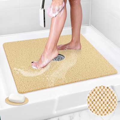 Shower Mat Non Slip: 31X31 Inch Extra Large Square Shower Mats with Drain Hole i