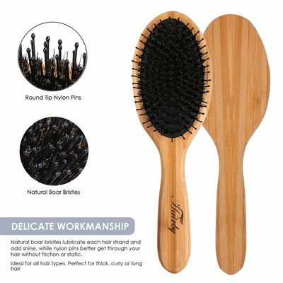 Natural Boar Bristle Hair Brush Set for Men Women and Kids, HAIRBY Mixed Nylo