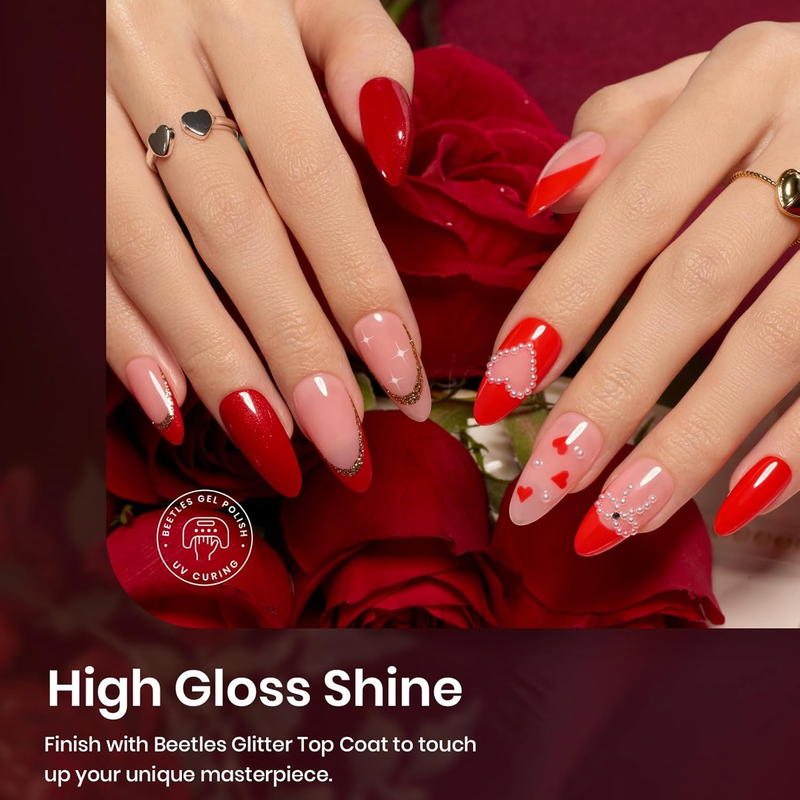 Beetles Red Gel Nail Polish Set - 6 Colors Bloody Mary Collection Popular Shimme